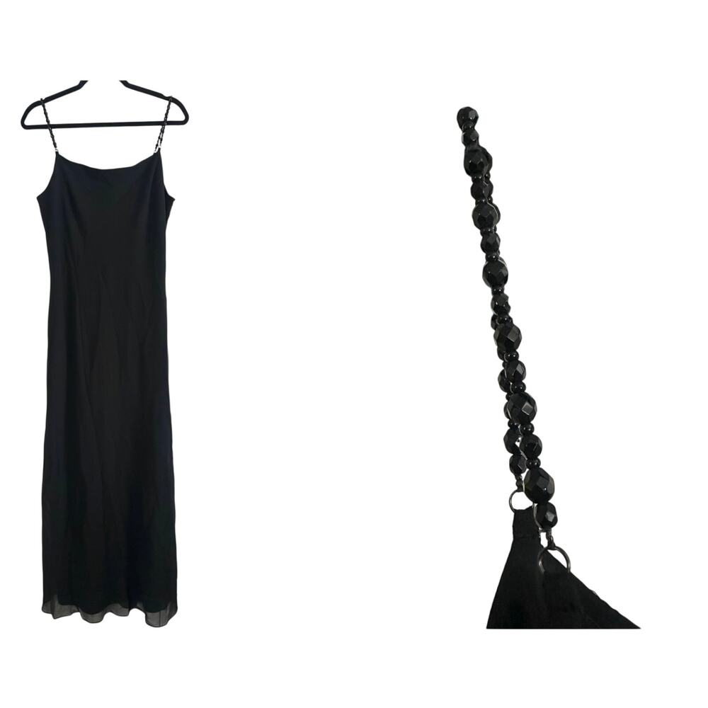JESSICA McCLINTOCK Vintage Y2K Black Maxi Beaded Straps CBK Dress Gown - 16